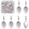 Bestewelry 50Pcs Leaf Shaped Alloy Glue-on Flat Pad Bails 21.3x7.8mm Tibetan Style Bails Pendants Pinch Cabochons Dangle Charms for Jewellery Making