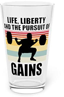 Beer Glass Pint 16oz Novelty Patriotic Weightlifter Bodybuilder Bodybuilding Fan Hilarious