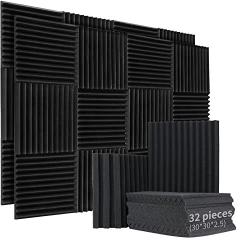 32 Pack Acoustic Foam Panel, 1 X 12 X 12 High-Density Sound Proofing Panels, Enhanced Acoustics and Audio Quality, Soundproofing Foam for Recording Studios, Home Theaters, Bedrooms, Offices