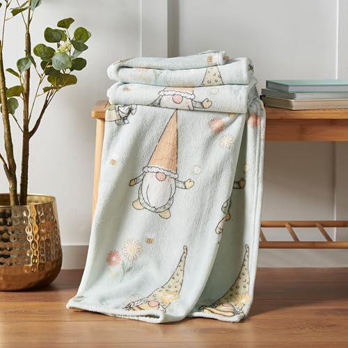 Catherine Lansfield Spring Gonks Kuscheldecke aus Fleece, 130 x 170 cm, Minzgrün