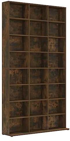 vidaXL CD Regal, Schrank mit viel Stauraum, Ablage für Wohnzimmer Büro Schlafzimmer, Standregal Aktenregal Büroregal, Räuchereiche Holzwerkstoff