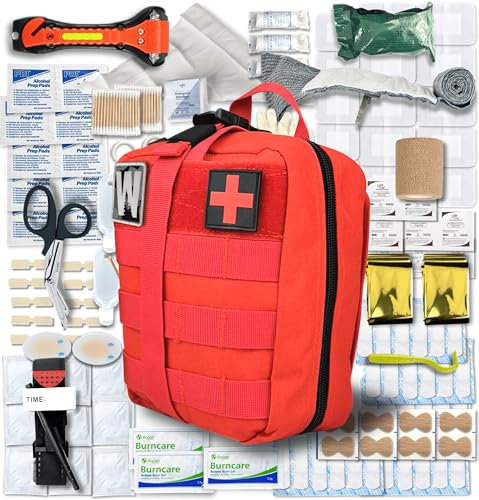 WONCROW ® Erste Hilfe Set + Mini Reiseapotheke - Auto Verbandskasten, Notfall Ausrüstung, Motorrad Zubehör - Notfalltasche Gefüllt Fahrrad Verbandtasche Hausapotheke Tasche Koffer First Aid Kit Car