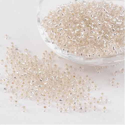 Handicraft Emporium Glass Seed Beads | Lined | 3mm | Silver | 50g