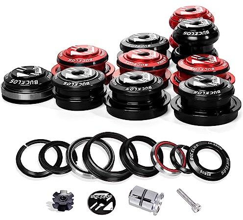 BUCKLOS 1-1/8 Bike Headset MTB Threadless 34 44 44-50.6 44-55 44-56 41.8-52mm, Straight Tapered Tube Mountain Bikes Road Bicycle Double Sealed Bearings Headsets, for Frame Fork Expander Plug Star Nut