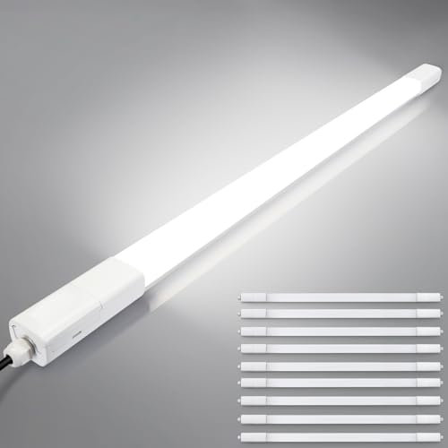 10 Stück LED Feuchtraumleuchte 150CM 60W 7000LM LED Röhre,TONFFI 4000K Neutralweiß Wannenleuchte im Reihenschaltung IP65 Wasserfest Werkstattlampe für Feuchtraum Garage Keller Warenhaus Hobbyraum Büro