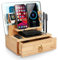 iCozzier Organizer per docking station in bambù con cassetto, supporto da tavolo per telefono, orologio, portafoglio, penna, chiavi