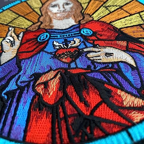 Patchlab Jesus SACRED HEART gestickter Morale Patch Aufnäher für Rucksack Jacke oder Tasche, mit Hakenklett