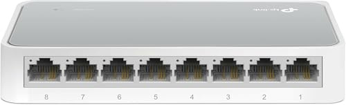 TP-Link TL-SF1008D 8-Port 10/100 Mbit/s Unmanaged Fast Ethernet Switch, Desktop-Splitter/Hub, Plug & Play, Lüfterlos und Leise, Desktop-Design, Grüne Technologie (Packung mit 5)
