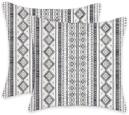 eshabear Deko-Kissenbezüge, geometrisches Kelim-Ikat-Muster, moderner Bauernhaus-Kissenbezug, dekorativer Kissenbezug, quadratisch, Baumwolle, Kissenbezug für Couch, Sofa, Schlafzimmer, Innenbereich,