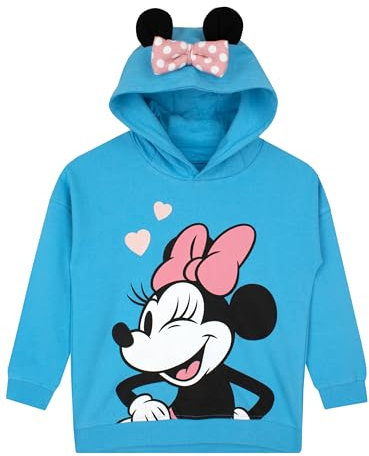 Disney Girls Minnie Mouse Hoodie | Girls Hoodie With 3D Minnie Ears | Blue 3-4 Years