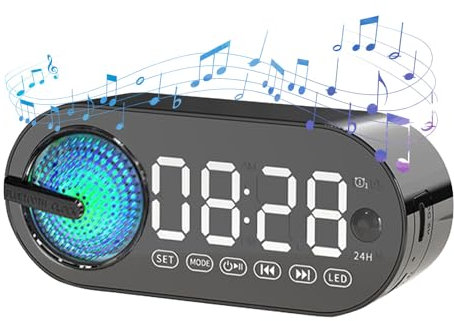 ZORQ Blue-tooth - Reloj despertador con altavoz, radio vintage inalámbrica portátil, reloj despertador con altavoz digital