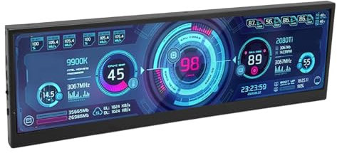 Pantalla Secundaria Monitor, Pantalla Táctil de Temperatura Computadora de 12.6 Pulgadas, Pantalla de Temperatura de la PC, Pantalla Auxiliar de Monitoreo de la CPU GPU, Pantalla