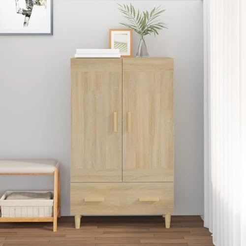 AUVYI Highboard Sonoma-Eiche 70x31x115 cm Holzwerkstoff Aktenschrank Bücherregal Küchenschrank Wäscheschrank Schuhregal Schmal Badezimmerschrank Lowboard Wohnzimmer