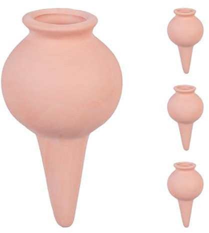 Relaxdays Arrosage en Terre Cuite, Lot de 4, H x D : 12 x 6 cm, intérieur (Chambre) et extérieur (Balcon), Marron