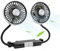 Auto Ventilator, Doppelkopf Kfz Lüfter für Rücksitz, 360 Grad Drehbarer Doppellüfter, USB Auto Fan Kühlluftventilator mit 3 Geschwindigkeiten und 2 Helligkeitsstufen LED-Licht für LKW Van SUV RV