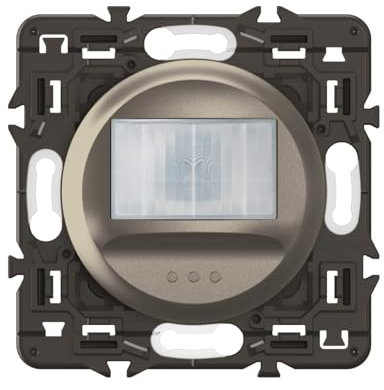 LEGRAND | Détecteur Mural Sans Neutre 100W LED Céliane, Finition Titanium, Champ De Détection 170° Et Portée 8m, Marche Et Arrêt Forcés, Installation Facile Sans Modification Du Câblage