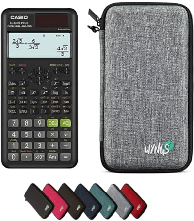 Casio fx-85ES Plus 2nd Edition inkl. WYNGS Schutztasche Hellgrau - Wissenschaftlicher Taschenrechner - Basic Set