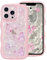 ROSEHUI for iPhone 14 Pro Max Case,Cute Butterfly Curly Wave Phone Case with Sparkly Glitter Bling Star,Clear Anti-Yellowing Camera Protection Soft TPU Shockproof Protective Cover for Girls-Pink