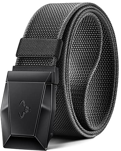 BULLIANT Taktischer Gürtel, Gürtel Herren Arbeitsgürtel Militär Wandern 3,8cm,Schnellverschluss Metallschnalle(Grigio Scuro,120cm/36-40 taille verstellbar)