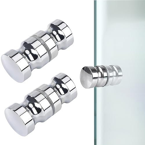 volumoon 2 Stück Aluminiumlegierung Duschtürgriff,Badezimmer Duschtürknauf,Dusch Glastürgriffe,Dusche Knopfgriff,Dusche Türknopf,Dusche Tür Doppel Knopf,für Badezimmer Duschglastür