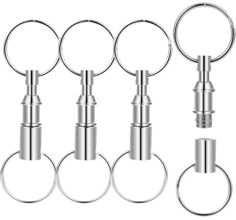 4 Stück Schlüsselanhänger mit Schnellverschluss, Schlüssel Anhänger Abnehmbare Schlüsselanhänger Schlüsselanhanger Mit Doppel Schlüsselring, Teilbar Shlüsselring Kupplung zum Auseinanderziehen
