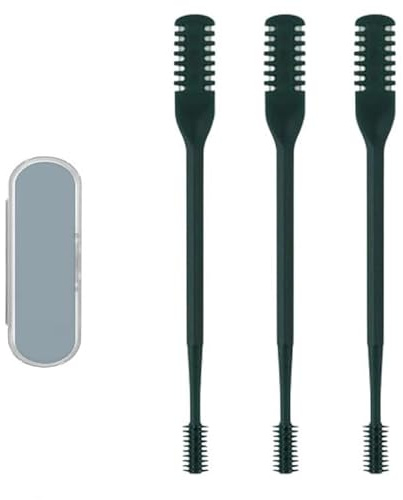 2024 New 2-in-1 Nasal Hair Cutter, Nostril Hair Remover Tool, Double Sided Nose Hair Knife, Portable Manual 360° Rotating Nose Hair Trimmer with Ear Picker for Women Men (Dark Green, 3PCS)