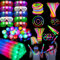 130PCS Glow in the Dark Party Supplies, Glow Sticks Bulk Party Pack, 10PCS Foam Glow Sticks, 10PCS LED Glasses, 10PCS LED Light Up Rings and 100PCS Glow Sticks for Neon Party Decorations, Wedding