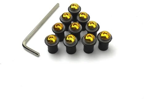 HUIGAR Visserie pour Bulle Moto pour Ya&MAHA NMAX155 XMAX250 XMAX400 XMAX300 5mm 10 Pièces Boulons De Pare-Brise De Moto, Fixation D'écrou À Vis(Jaune)