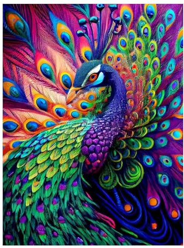 Malen nach Zahlen, Pfau Malen nach Zahlen Erwachsene, Pfau Paint by Numbers Adult, DIY Handgemalt Ölgemälde für Home Décor Geschenk 40x50cm
