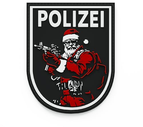 Patch Force - Polizei Weihnachtspatch (farbig) - Als Abzeichen für Polizeiuniform, Schutzweste, Einsatztasche, Jacke, Kostüm oder Rucksack - 3D rubber klett patch