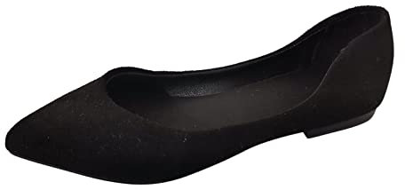 Generico Con Lacci alla Caviglia Scarpe Traspiranti Donna Scarpe Casual Piatte comode a Punta in Pelle Scamosciata Tinta Unita Donna Lolita Scarpe Donna Scarpe Donna Mocassini Offerta (Black, 38)