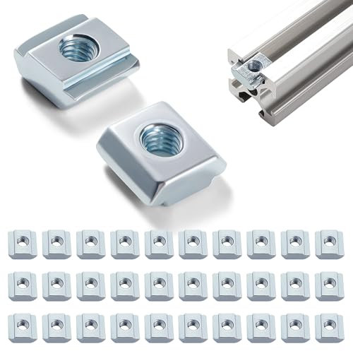 Lyeteung 30 Piezas 20 Series M4 Tuercas de Ranura en T, Tuercas Deslizantes, mitad Ronda Rollo en Deslizante T Ranura Tuerca, para Perfil de Extrusión de Aluminio 20 Series 6 mm