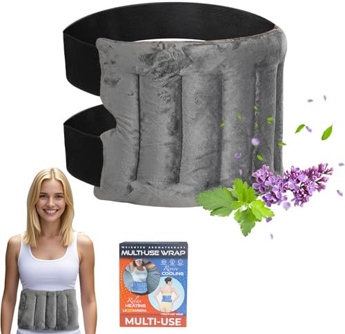 Saco semillas microondas,Cinturón para el cuidado de la cintura y más – Almohada caliente para calentar en microondas (semillas de lavanda y hierbas de spa 100% naturales) – Alivio del dolor gris