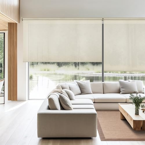 STOR PLANET | Tende a rullo Screen Pro Solar, Tende a rullo traslucide, Tenda termica isolante, Tende per finestre del soggiorno grandi, Tende da cucina, fino a 240cm di larghezza | Lino 200x250cm