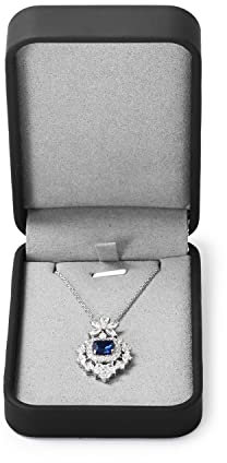 Papten Pu Leder Halsketten Box, Schwarz Halsketten Box Schmuckaufbewahrung für Hochzeit Verlobung Heiratsantrag Valentinstag