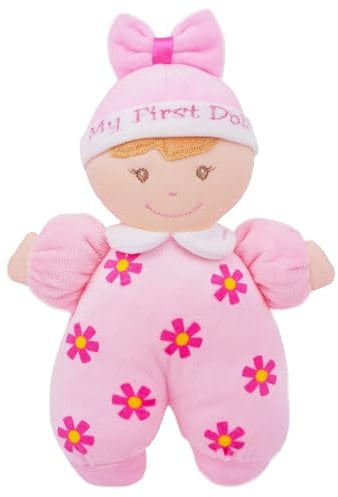 Lullaberry 23cm My First Doll Sophia - Soft Plush Baby Doll with Rattle - Pink Outfit