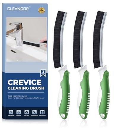 Cleangor Crevice Cleaning Brushes UK, Grout Cleaner Brush for Small Spaces to Reach, Magic Brush, Bathroom Accessory, Cleaning Tools, Cleaning Supplies for Shower, Toilet, Sink (3, Green)