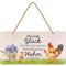 LANOLU Retro Blechschild Hühnerstall- Wer sagt Glück, Hühner Zubehör, lustige Schilder mit Sprüchen, vintage Metallschilder Huhn Deko für den Hühnerstall, Garten Schild, Hühner Deko, 16x32cm