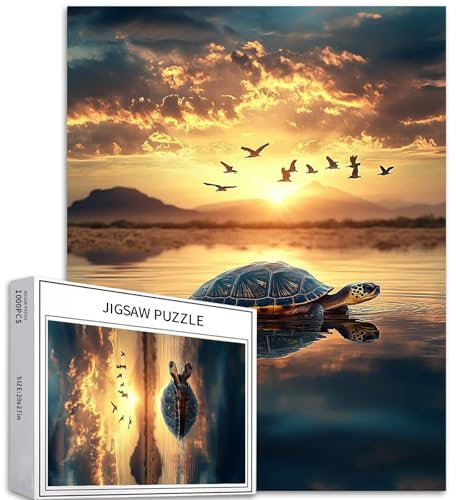 Puzzle mit Schildkröte auf Wasser, 1000 Teile für Erwachsene, Wüstenvögel, Herde, Hintergrund, Kunst, Puzzle, anspruchsvolle Familienaktivitäten, buntes Bastelpuzzle für Heimdekoration, Geschenke