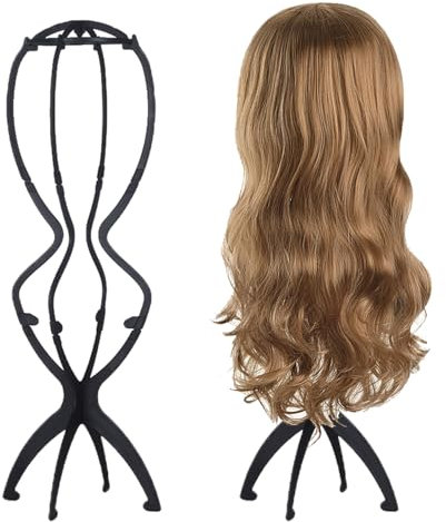 Huybaa 2er-Pack 50 cm langer Perückenständer, Perückenclip, abnehmbarer Perückenkopfrahmen (schwarz)