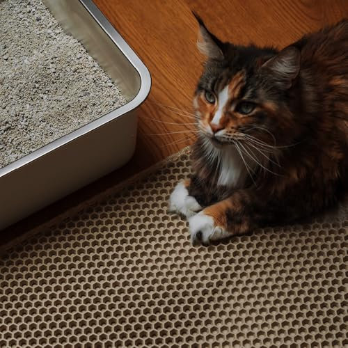 LucyBalu® LOOMAT Auffangmatte für Katzenstreu | Rutschfester Katzenklo Vorleger | Zweilagige Katzenmatte für Katzentoiletten | Katzenstreu Matte | Hygienische Katzenklo Matte | Streumatte | Sand