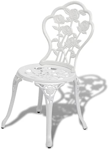 Eleganz 2er-Set Bistro-Stühle aus Aluminiumguss & Gusseisen - Weiß, langlebig & wetterfest für Garten, Terrasse oder Balkon - Modernes Design für stilvolles Outdoor-Sitzen