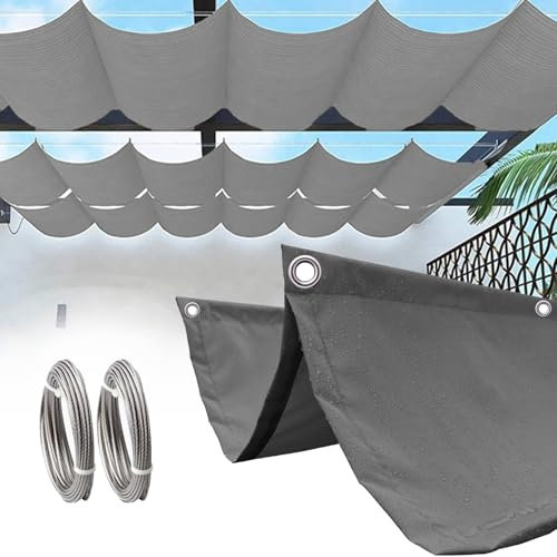 LXBAMKEA Einziehbares Wellen-Sonnensegel, Wasserdicht Pergola Schatten Abdeckung Mit Montagesatz, UV- Und Sonnenschutz Outdoor Überdachung Für Garten Terrasse Pavillon Markise Dachüberdachung