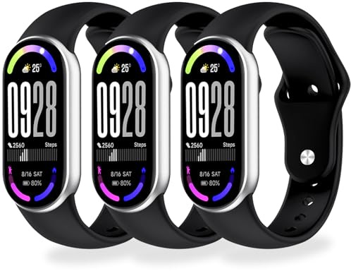 BABEJIA Ersatzarmbänder Kompatibel mit Xiaomi Smart Band 10/9/8, 3-12 Stück | Wahlweise atmungsaktives TPU-Design oder weiches Silikon mit innenliegendem Bandende; verstellbar und schnell wechselbar