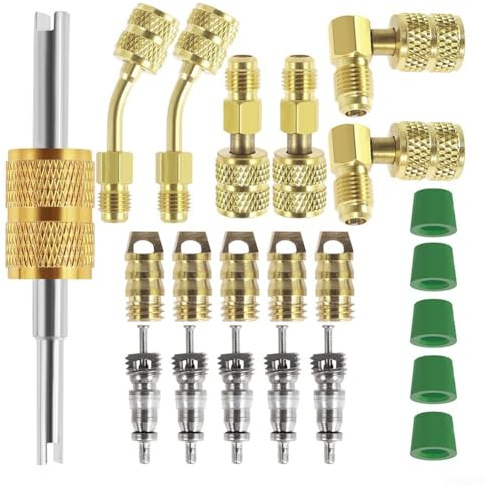 Oniissy R410 Kühlschrank Adapter Kit Mini Split System Umbausatz Metall System Adapter Vakuumpumpe Schlauch Zubehör Set