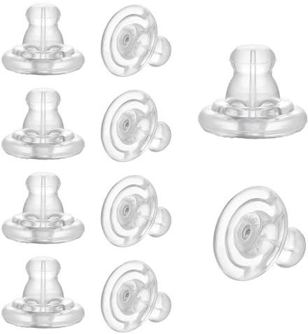 FJDRSIG 10 Pcs Silicone Earring Backs, Clear Earrings Safety Back, No-Irritate Soft Clear Clutch Earrings Pad, Comfort Locking Earring Back for Studs, for Studs Safety Backs Stoppers, for Women Men