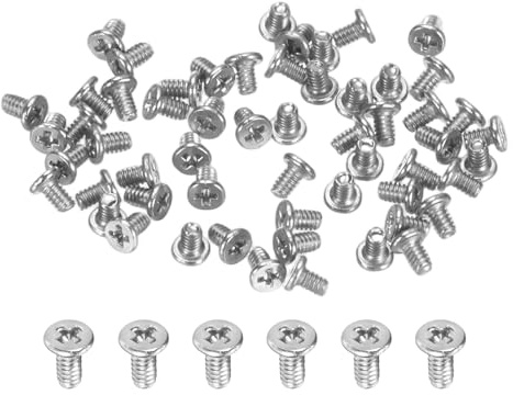 M METERXITY Flat Head Machine Screws M1.4x2mm Phillips Drive 60Pcs | 304 Stainless Steel Tiny Screws for Machinery,Equipment Cross Drive Hardware Fastener