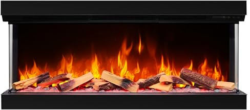 ArtiFlame AF50TS – Elektrischer Kamineinsatz zum Einbau, Dreiseitig, Effizientes Heizsystem, Einfache Montage, Knistern wie echtes Feuer, Energiesparend, 3D-Flammenprojektion, Fernbedienung