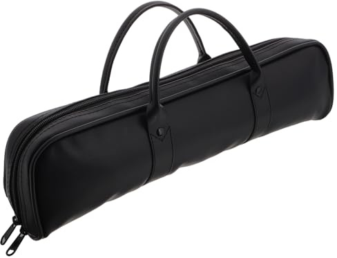Nera Custodia per Flauto Portatile per 16 Fori in Pelle Sintetica | Fodera Interna Morbida, Forma Rotonda Elegante, per Riporre Strumento a Fiato e Accessori, Pratica da Portare