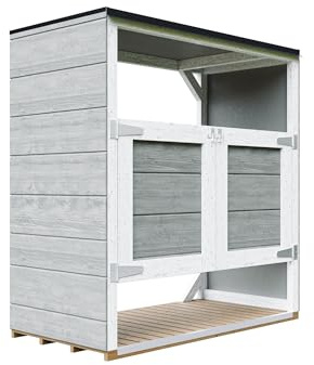 Holzschuppen für den Außenbereich - Garten Mülltonnenbox 2er 240L Aus Wetterfest LP Smartside Holz, Mülltonnenverkleidung mit Türen, Moderne Garten Box Außen – Timbela M980A-TUNDRA Grey